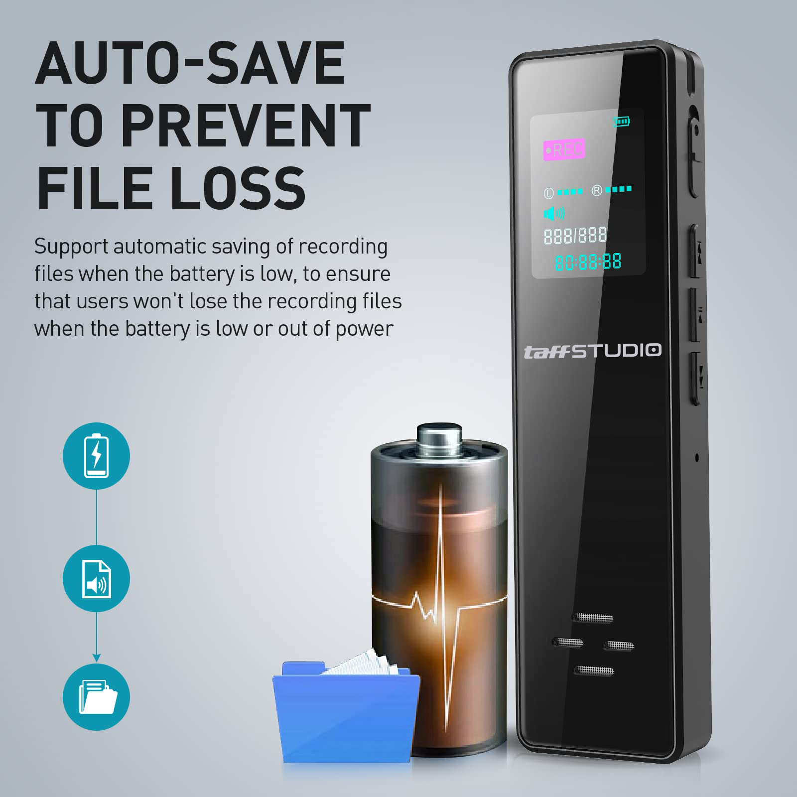 TaffSTUDIO Perekam Suara Portabel Voice Recorder Noise Reduction MP3 - ZD67 Gambar produk TaffSTUDIO Perekam Suara Portabel Voice Recorder Noise Reduction MP3 - ZD67 - 4