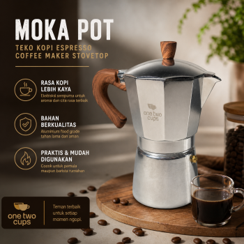 One Two Cups Moka Pot Teko Kopi Espresso Coffee Maker Stovetop - PL-315