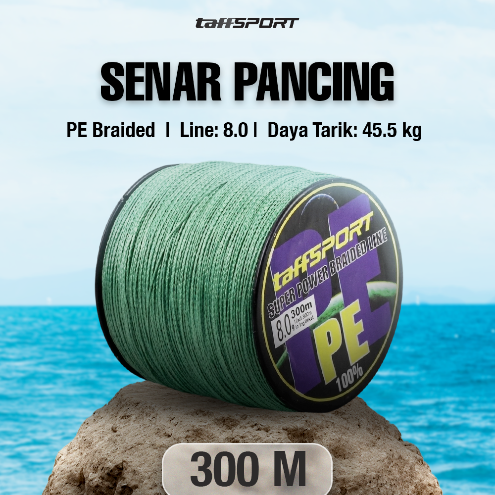 TaffSPORT Senar Tali Benang Pancing Fishing Line PE Braided 300M 8.0 - TF102 Gambar produk TaffSPORT Senar Tali Benang Pancing Fishing Line PE Braided 300M 8.0 - TF102 - Utama