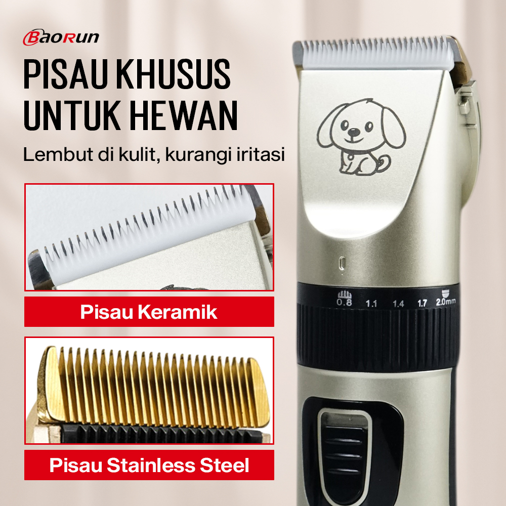 BaoRun Alat Cukur Bulu Hewan Anjing Kucing 4 Comb 1500mAh 20W 3.7V - C6 Gambar produk BaoRun Alat Cukur Bulu Hewan Anjing Kucing 4 Comb 1500mAh 20W 3.7V - C6 - 2