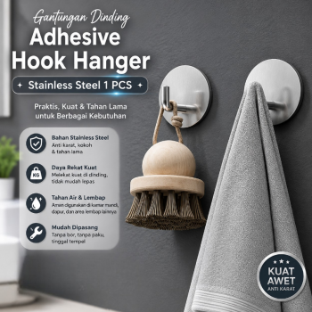 TaffHOME Gantungan Dinding Adhesive Hook Hanger Stainless Steel 1 PCS - MT07