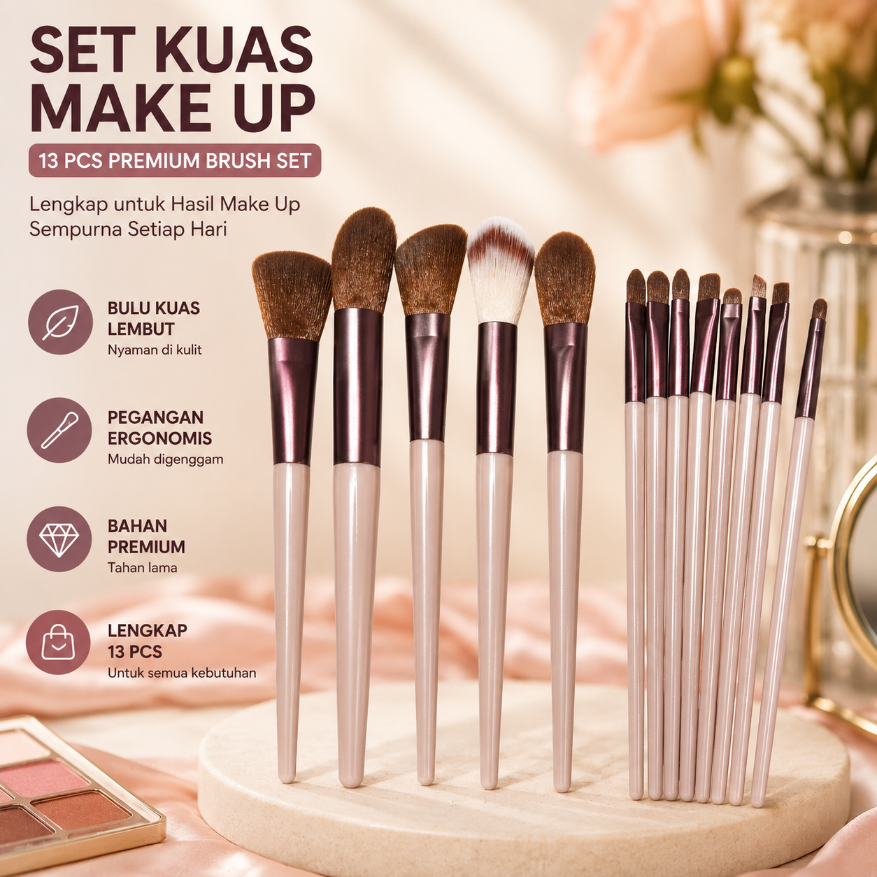 Biumax Kuas Make Up Wajah Face Make Up Brush Set 13 PCS - MAG55 Gambar produk Biumax Kuas Make Up Wajah Face Make Up Brush Set 13 PCS - MAG55 - Utama
