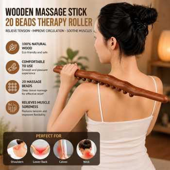 UOEO Alat Pijat Kayu Tongkat Massage Exercise Stick Twenty Beads - U-20