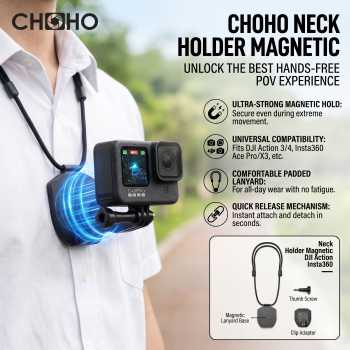CHOCHO Kalung Leher Magnetic Action Camera Neck Holder Insta360 DJI - CH-37