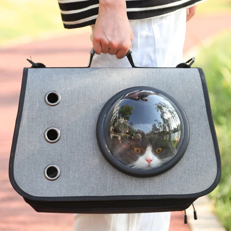 HABEI Tas Kucing Anjing Portable Breathable Linen Pet Carrier - HT-50 Gambar produk HABEI Tas Kucing Anjing Portable Breathable Linen Pet Carrier - HT-50 - 4