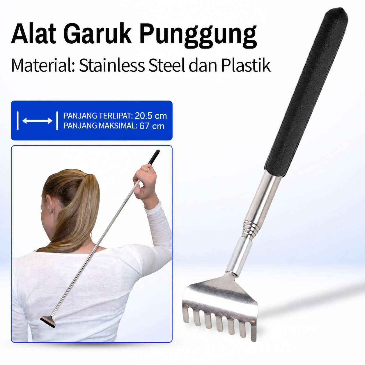 UOYOTT Alat Garuk Punggung Rake Scratcher Stainless Steel - UOS01 Gambar produk UOYOTT Alat Garuk Punggung Rake Scratcher Stainless Steel - UOS01 - Utama