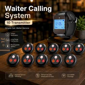 RTKS Waiter Calling System Watch Pager Panggil Pelayan 10 Transmitter - SU-R168