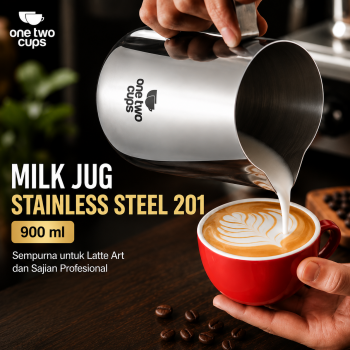 Gambar produk One Two Cups Milk Jug Pitcher Susu Latte Art Espresso Stainless Steel 900ml - J068