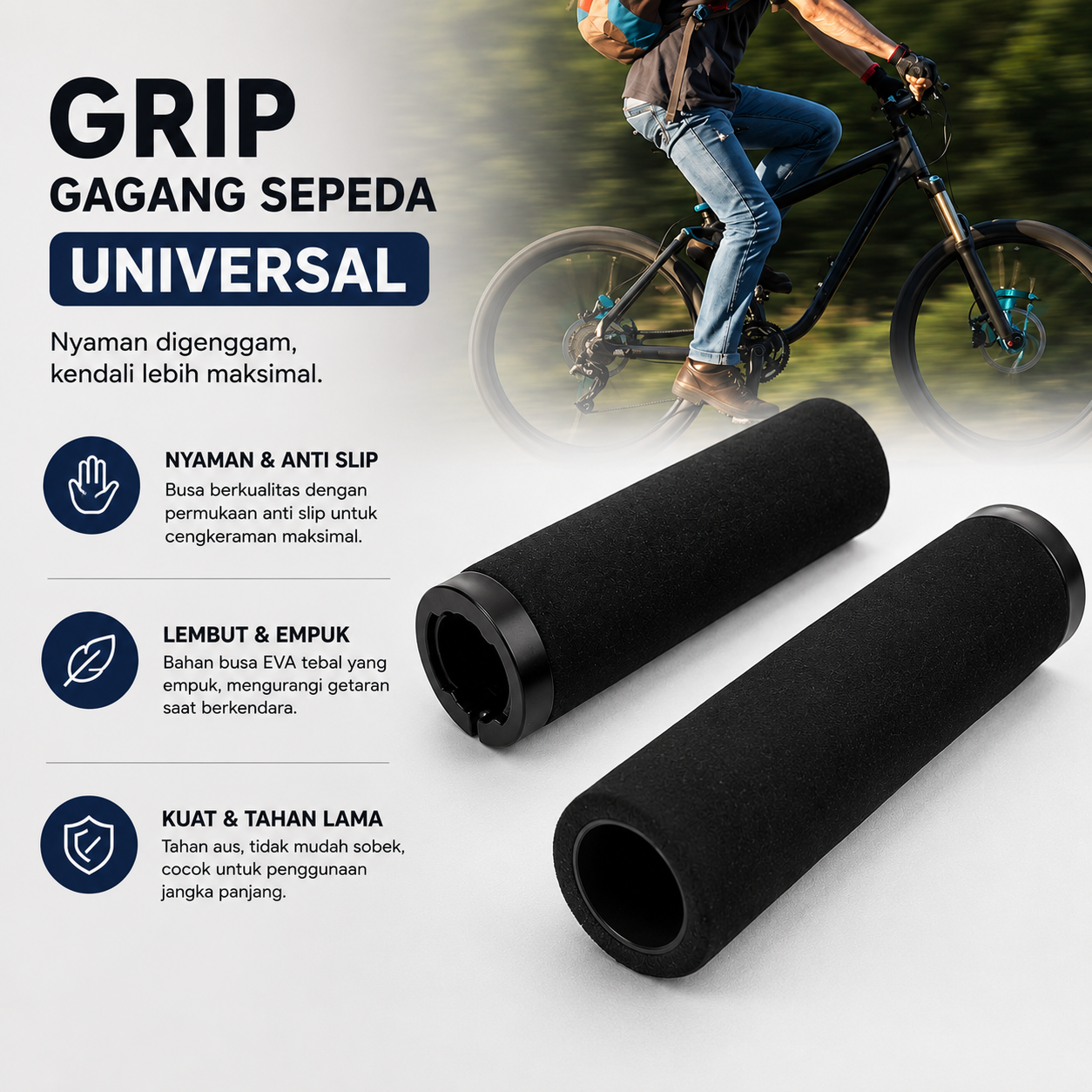 WSGO Handgrip Sepeda Universal Tutup Setang Anti Slip Handlebar Grip - W013 Gambar produk WSGO Handgrip Sepeda Universal Tutup Setang Anti Slip Handlebar Grip - W013 - Utama