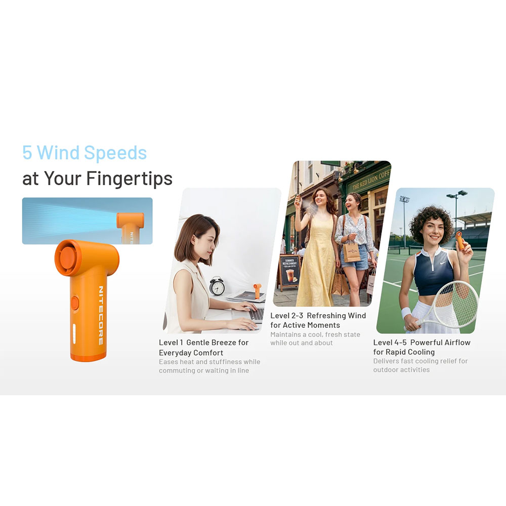 Gambar produk NITECORE Kipas Angin Mini Portable 5 Speed Level Fast Charging 2000mAh - NEF nano - 5