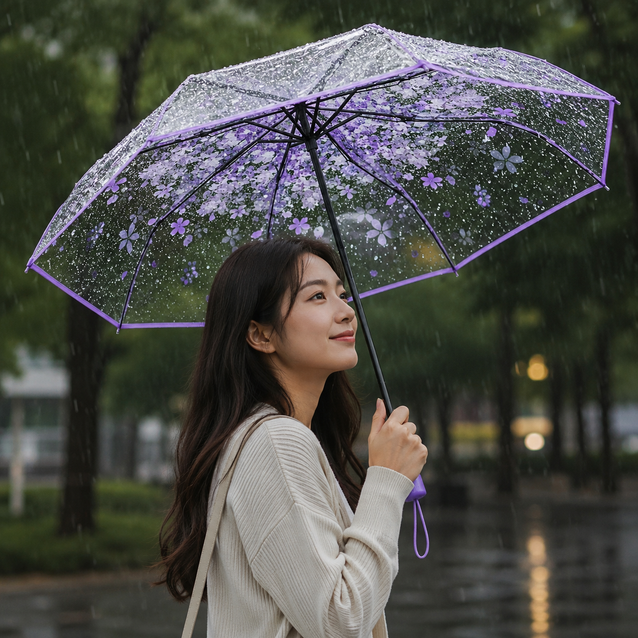 Yeselo Payung Lipat Manual Transparan Motif Cherry Blossom 8 Bone 95cm - E023 Gambar produk Yeselo Payung Lipat Manual Transparan Motif Cherry Blossom 8 Bone 95cm - E023 - 4