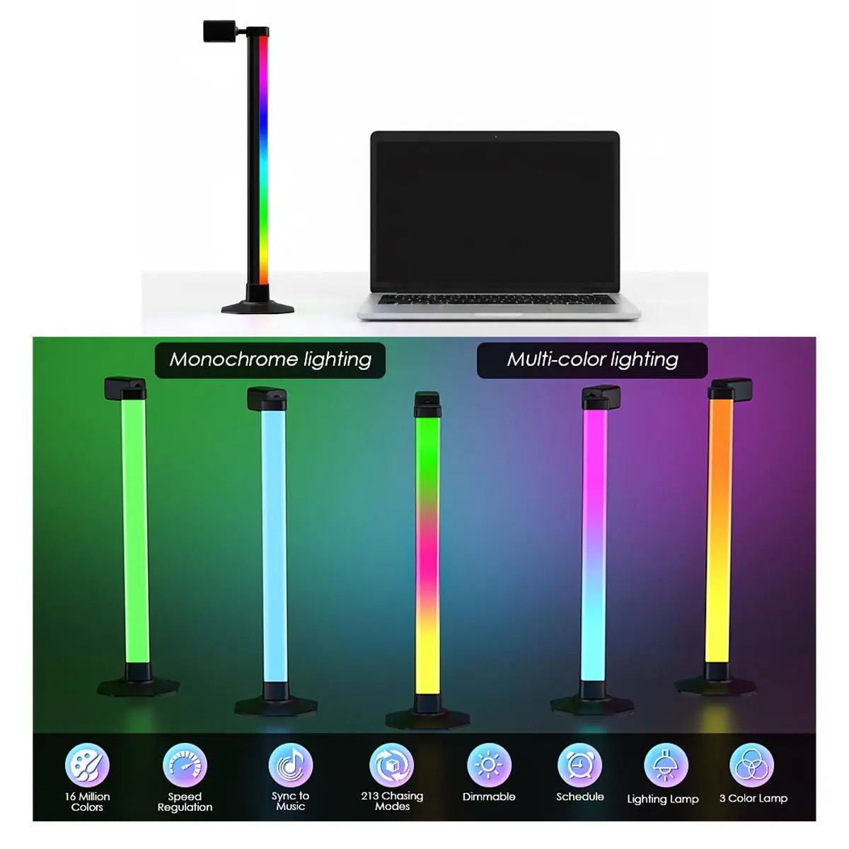 TaffLED Lampu Meja Hias Bluetooth RGBW Atmosphere Lamp USB 5W - TW70 Gambar produk TaffLED Lampu Meja Hias Bluetooth RGBW Atmosphere Lamp USB 5W - TW70 - 3