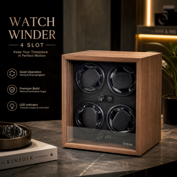Gambar produk Rhodey Watch Winder Box Automatic Kotak Display Jam Tangan 4 Slot - SKW14