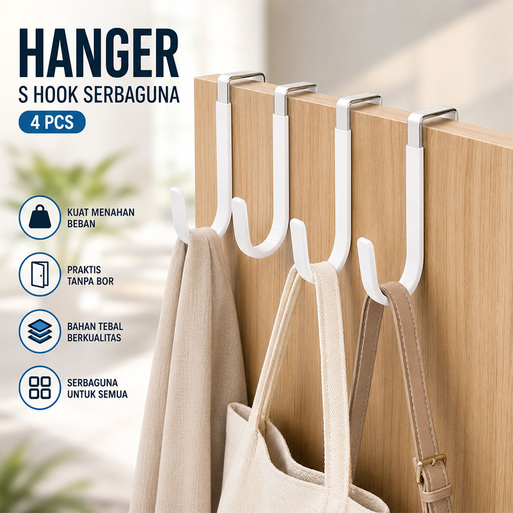 YJIA Hanger Gantungan S Hook Serbaguna Logam 4 PCS - Y-4 Gambar produk YJIA Hanger Gantungan S Hook Serbaguna Logam 4 PCS - Y-4 - Utama