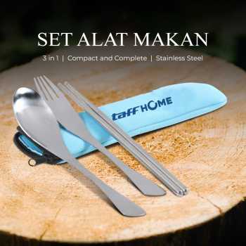 Gambar produk TaffHOME Set Alat Makan Sendok Garpu Sumpit Cutlery with Pouch - CJ0091