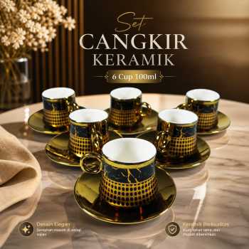 SF Set Cangkir Kopi Keramik Tahan Panas Turkish Style 6 Cup 100ml - SF11