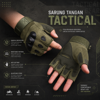 Gambar produk Black Eagle Sarung Tangan Tactical Gloves Fingerless Size L - A1