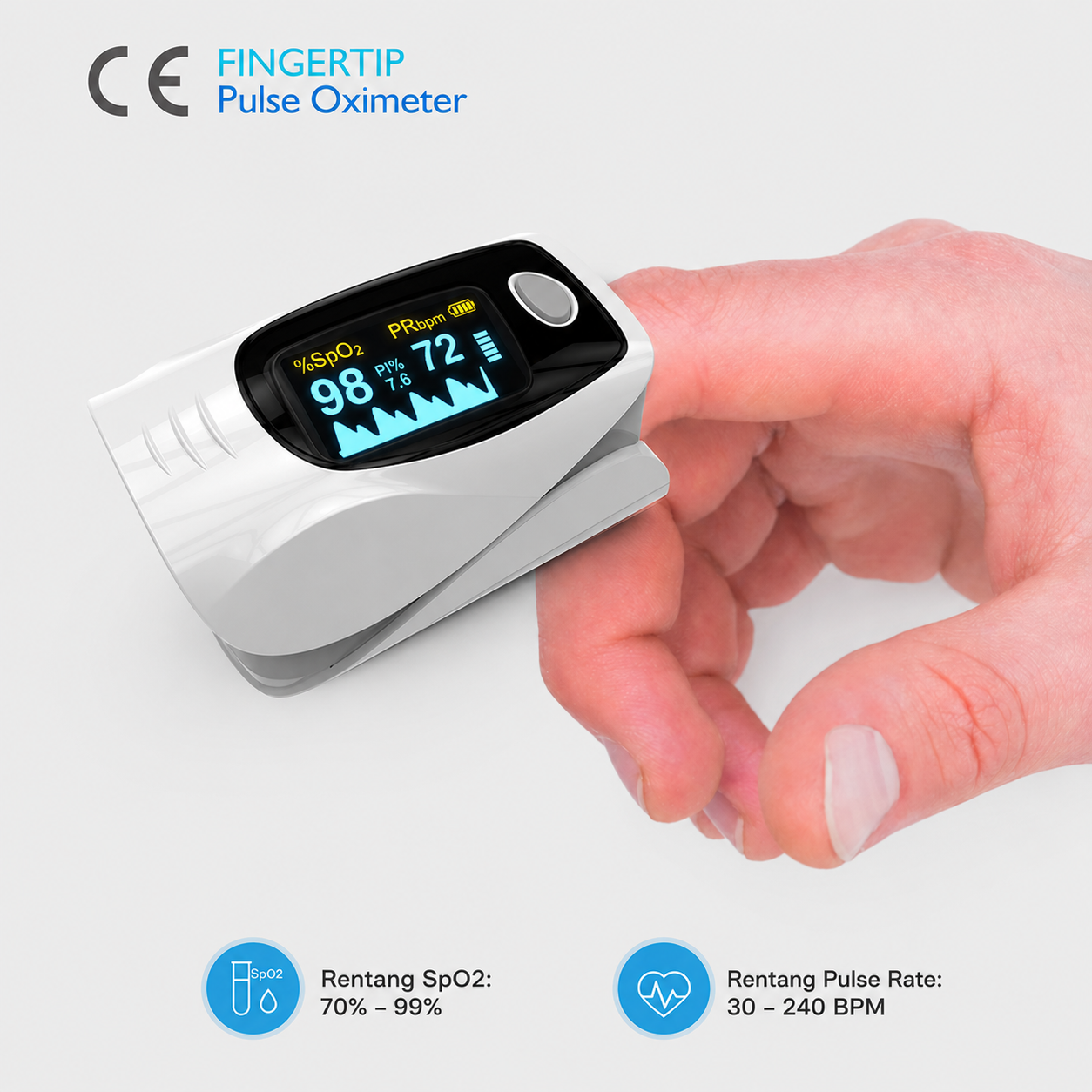 TaffOmicron Fingertip Pulse Oximeter Ukur Saturasi Oksigen Darah OLED - C101A3 Gambar produk TaffOmicron Fingertip Pulse Oximeter Ukur Saturasi Oksigen Darah OLED - C101A3 - 2