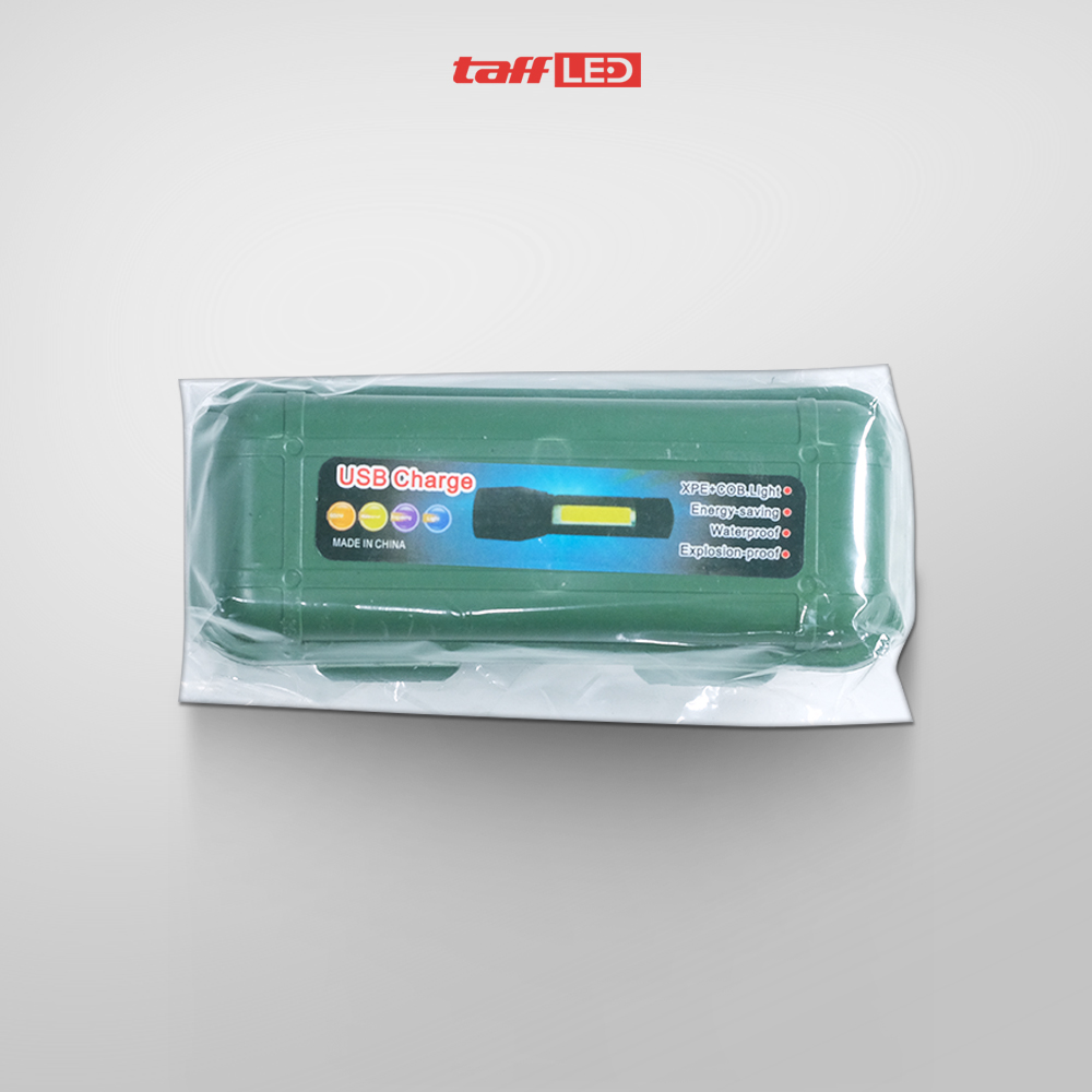 TaffLED Senter LED Mini Flashlight USB Rechargeable Aluminium Body XPE - 3187 Gambar produk TaffLED Senter LED Mini Flashlight USB Rechargeable Aluminium Body XPE - 3187 - Kemasan