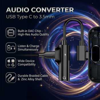 Gambar produk GRWIBEOU Audio Converter USB Type C to 3.5mm Charger Port - GR35C