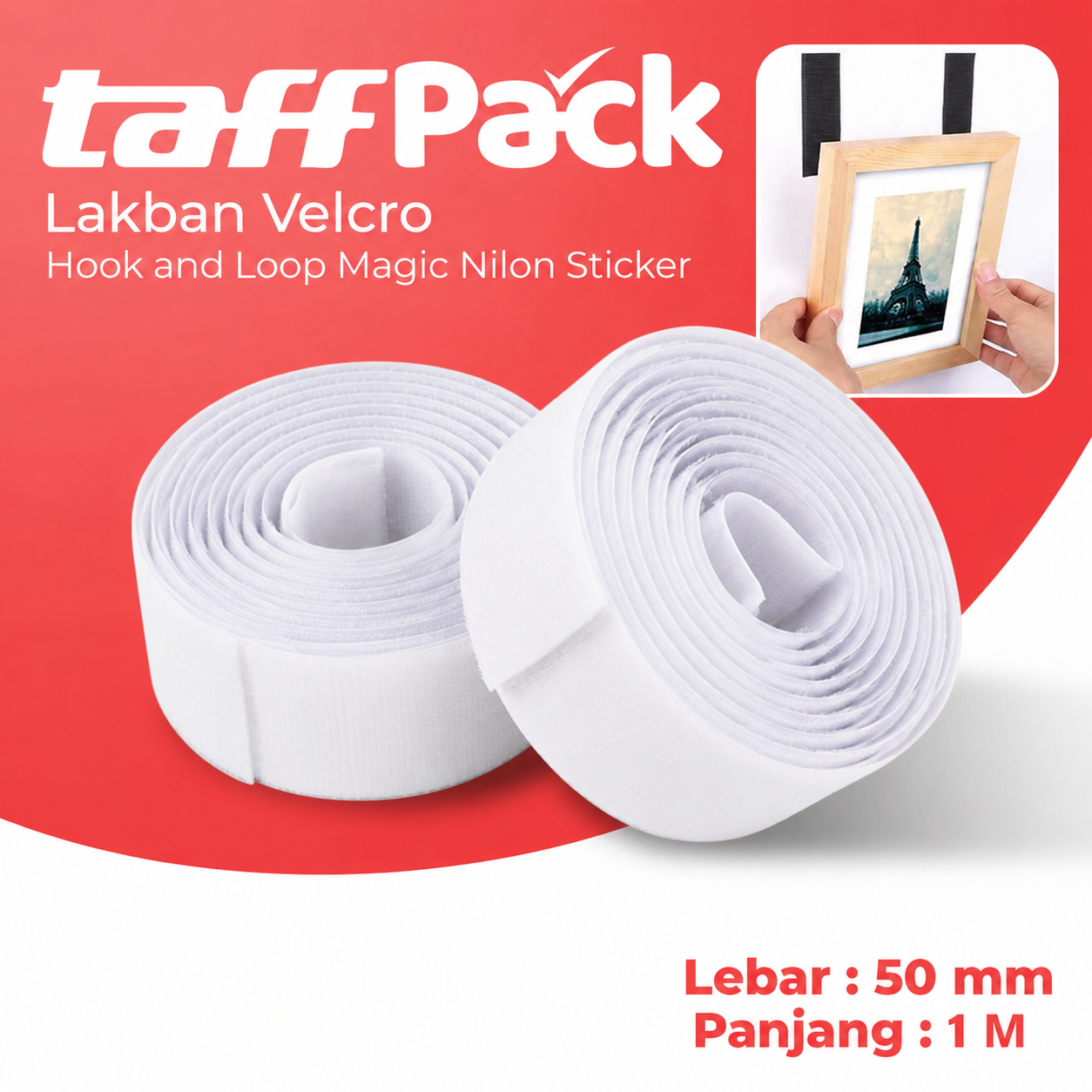 TaffPACK Lakban Velcro Hook and Loop Magic Nilon Sticker 1M 50mm - ZNK006 Gambar produk TaffPACK Lakban Velcro Hook and Loop Magic Nilon Sticker 1M 50mm - ZNK006 - Utama