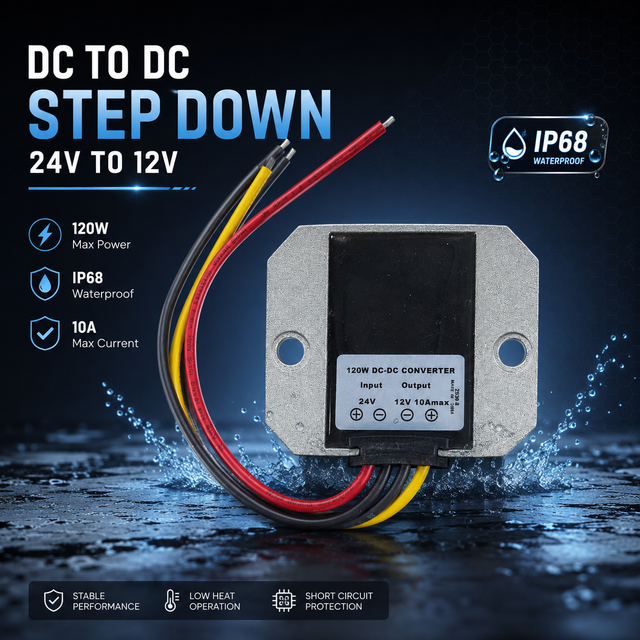 TOBSUN Converter DC to DC Step Down 24V to 12V IP68 10A 120W - HN120-24-12 Gambar produk TOBSUN Converter DC to DC Step Down 24V to 12V IP68 10A 120W - HN120-24-12 - Utama