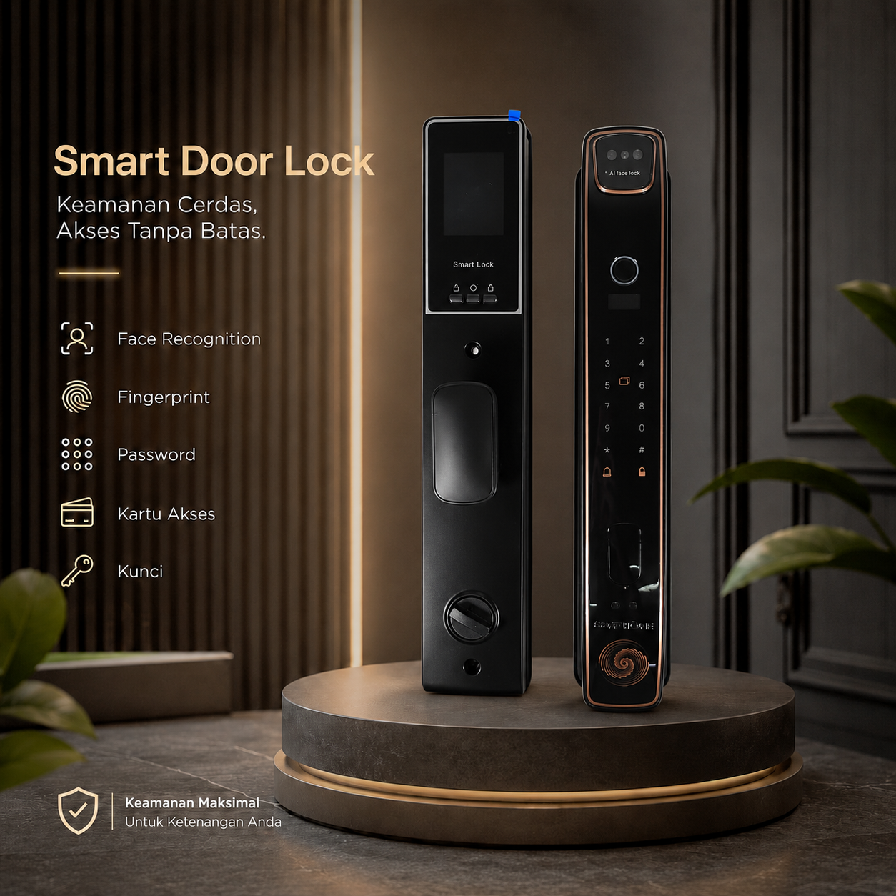TaffHOME Smart Door Lock Fingerprint Face Recognition Password - 5S Gambar produk TaffHOME Smart Door Lock Fingerprint Face Recognition Password - 5S - Utama
