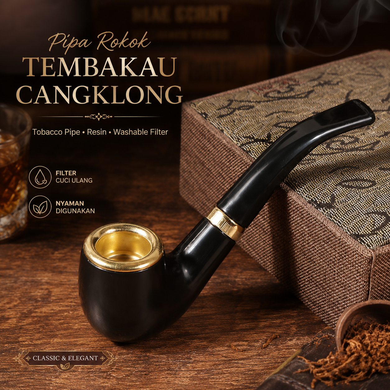 Gambar produk Jodel Pipa Rokok Tembakau Cangklong Tobacco Pipe Resin Washable Filter - ZF909 - Utama