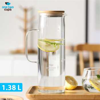 One Two Cups Teko Pitcher Kaca Tahan Panas Api Water Jug 1.38L - YS-6337