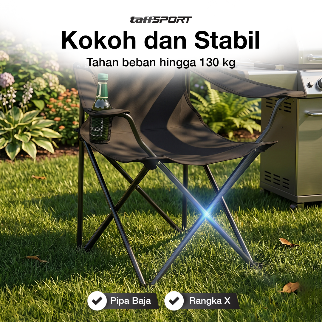 TaffSPORT Kursi Lipat Outdoor Camping Portable Foldable Oxford 600D - FS01 Gambar produk TaffSPORT Kursi Lipat Outdoor Camping Portable Foldable Oxford 600D - FS01 - 2
