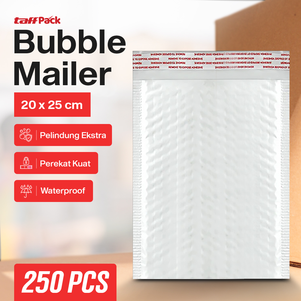 TaffPACK Bubble Mailer Kantong Packing Self Seal 80G 20x25+4cm 250PCS - TB2025 Gambar produk TaffPACK Bubble Mailer Kantong Packing Self Seal 80G 20x25+4cm 250PCS - TB2025 - Utama