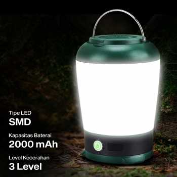 Gambar produk FLOODLIGHT Lampu LED Camping Tenda Waterproof 2in1 2000mAh 5V - LY01