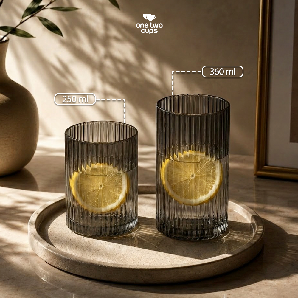 One Two Cups Gelas Kaca Aesthetic Kopi Teh Dirty Latte Stripe Glass 250ml - SH-25 Gambar produk One Two Cups Gelas Kaca Aesthetic Kopi Teh Dirty Latte Stripe Glass 250ml - SH-25 - 6