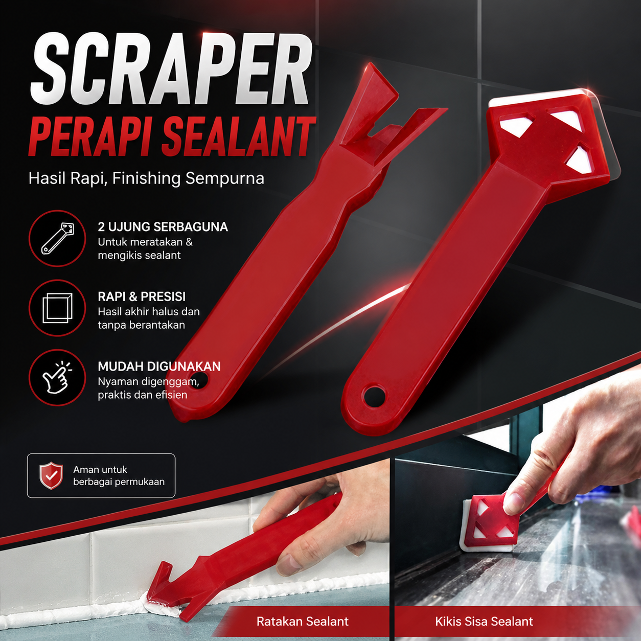Balight Alat Pembersih Perapi Lem Silikon Sealant Tool Scraper Gambar produk Balight Alat Pembersih Perapi Lem Silikon Sealant Tool Scraper - Utama