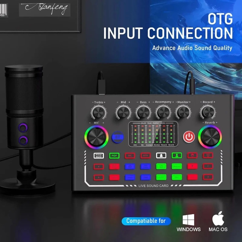 FarSoo Sound Card Mixer Bluetooth Noise Reduction External Live Mic - F009 Gambar produk FarSoo Sound Card Mixer Bluetooth Noise Reduction External Live Mic - F009 - 5