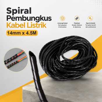 Gambar produk HEGEZHENG Spiral Pembungkus Pelindung Kabel Listrik Cable Organizer 14mmx4.5M - HPS-60