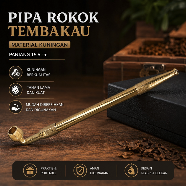 HINRYO Pipa Rokok Tembakau Kuningan Brass Smoking Pipe - TB2 Gambar produk HINRYO Pipa Rokok Tembakau Kuningan Brass Smoking Pipe - TB2 - Utama