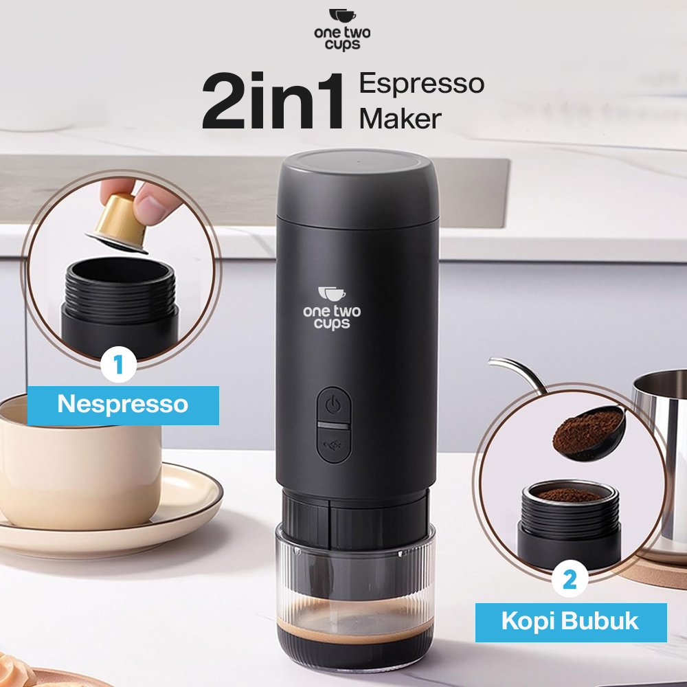 One Two Cups Portable Coffee Maker 2in1 20 Bar 1500mAh for Nespresso - HS9440-2S Gambar produk One Two Cups Portable Coffee Maker 2in1 20 Bar 1500mAh for Nespresso - HS9440-2S - 3
