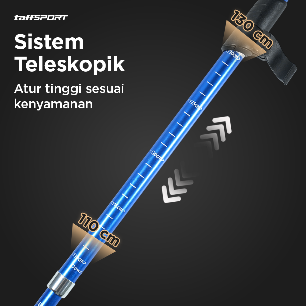 TaffSPORT Tongkat Hiking Lipat Trekking Pole Aluminium Alloy 130cm - TF13 Gambar produk TaffSPORT Tongkat Hiking Lipat Trekking Pole Aluminium Alloy 130cm - TF13 - 1