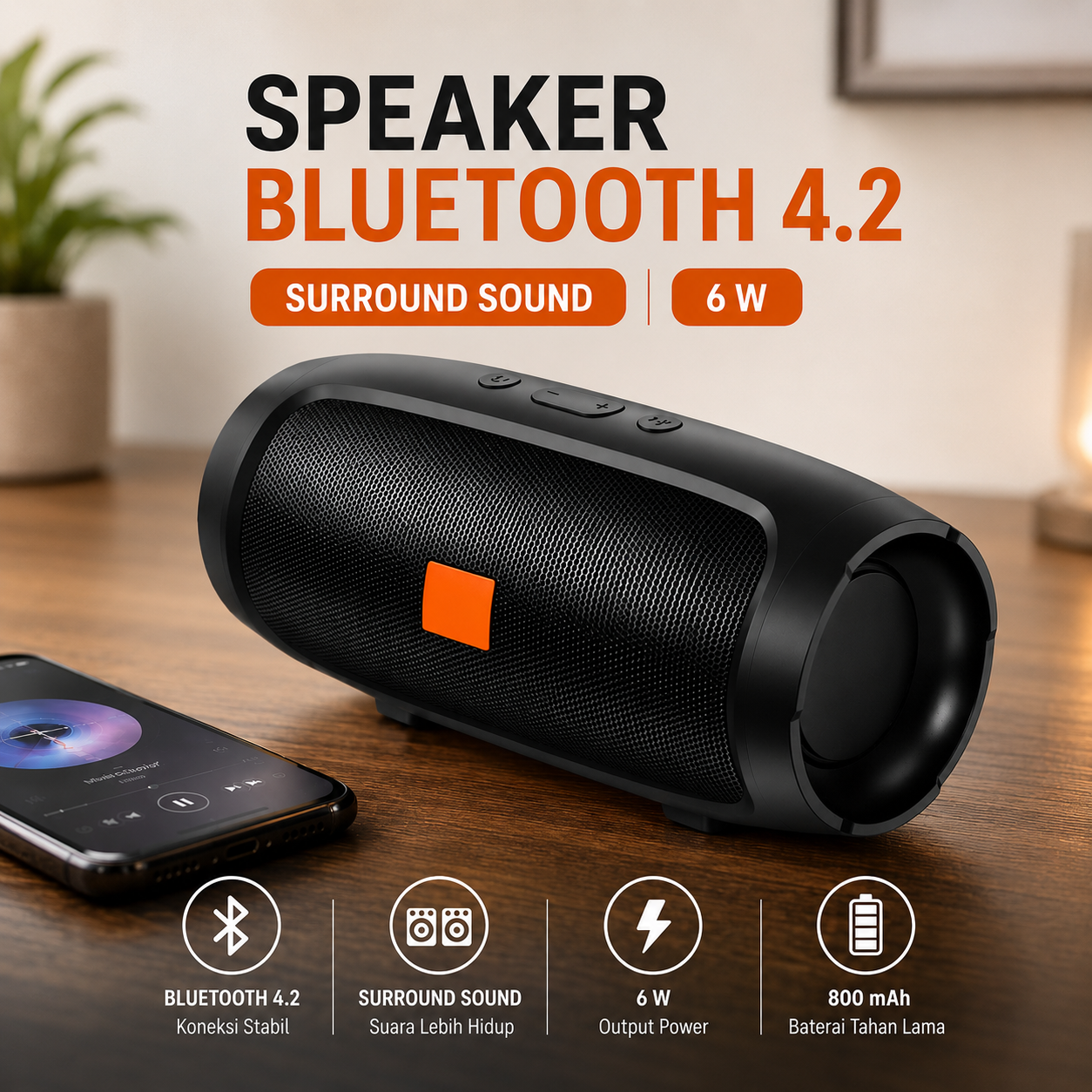 Mengear Speaker Bluetooth Portable Surroud Sound HiFi 800mAh 6W - S50 Gambar produk Mengear Speaker Bluetooth Portable Surroud Sound HiFi 800mAh 6W - S50 - Utama