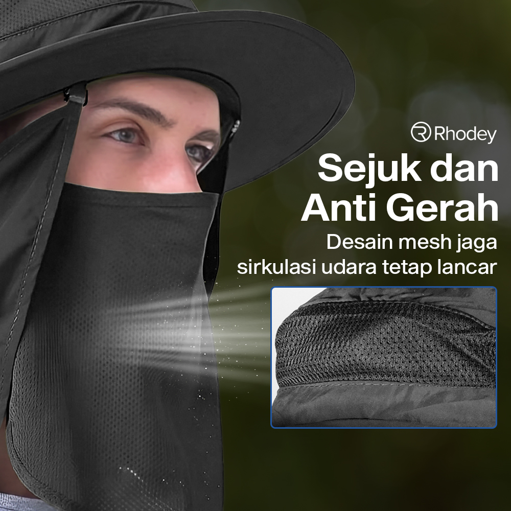 Rhodey Topi Rimba Outdoor Anti UV Waterproof Boonie Hat Nylon - AFS5 Gambar produk Rhodey Topi Rimba Outdoor Anti UV Waterproof Boonie Hat Nylon - AFS5 - 4