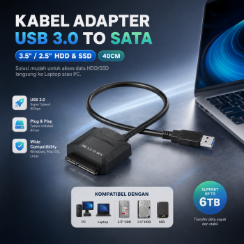 Gambar produk E-yield Kabel Adapter USB 3.0 to SATA for 3.5 / 2.5 Inch HDD SSD 40cm - ZD0004