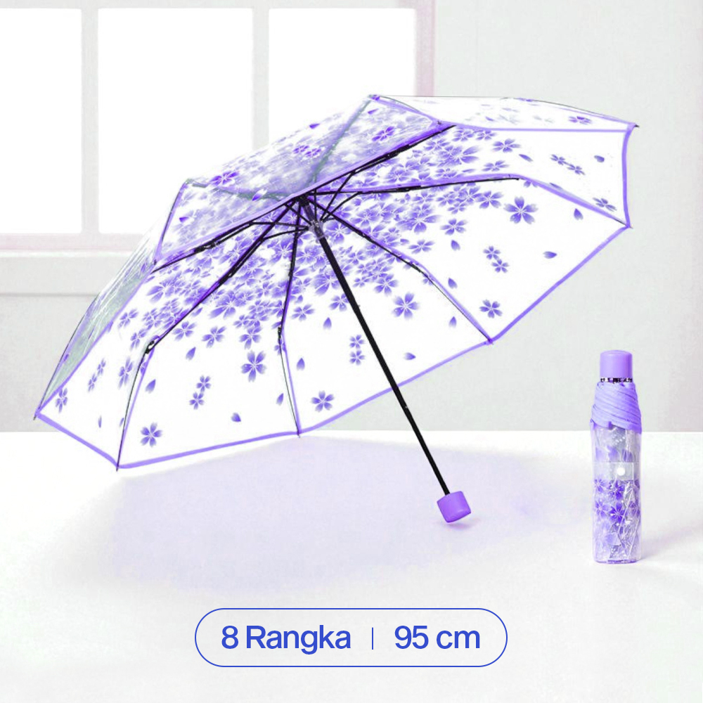 Yeselo Payung Lipat Manual Transparan Motif Cherry Blossom 8 Bone 95cm - E023 Gambar produk Yeselo Payung Lipat Manual Transparan Motif Cherry Blossom 8 Bone 95cm - E023 - Utama