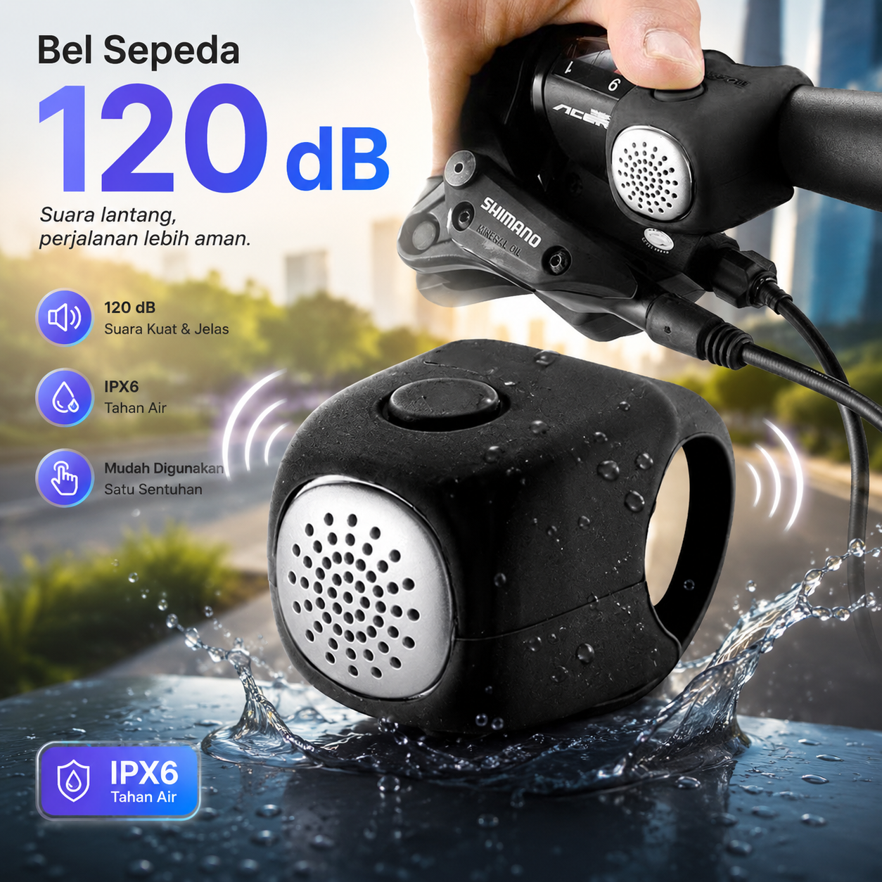 Klakson Bel Elektrik Sepeda Bicycle Horn Waterproof 120 dB - HYD-060 Gambar produk Klakson Bel Elektrik Sepeda Bicycle Horn Waterproof 120 dB - HYD-060 - Utama