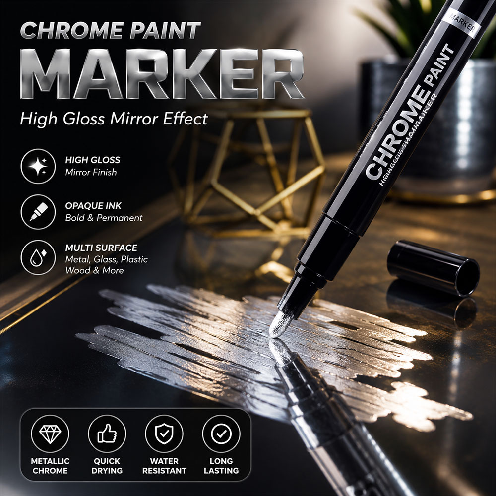 PeaMirmy Spidol Permanen Maker Metalic Chrome Silver 2mm 1 PCS - 7432Q Gambar produk PeaMirmy Spidol Permanen Maker Metalic Chrome Silver 2mm 1 PCS - 7432Q - Utama