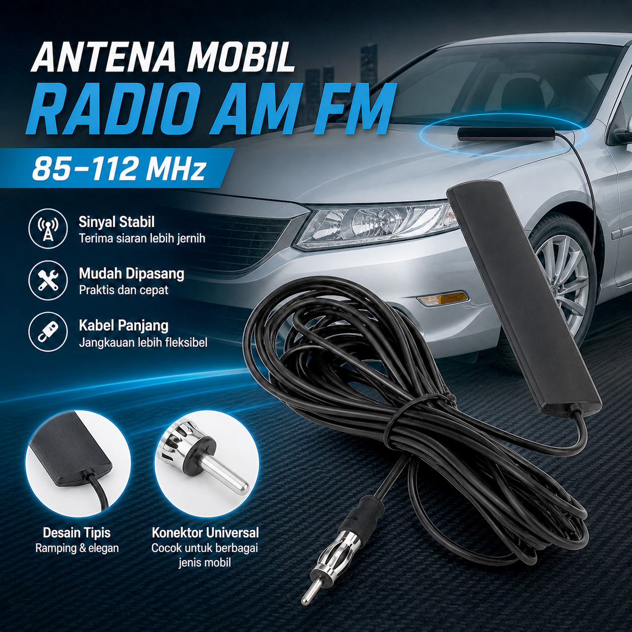 CRW Antena Mobil Car Radio Antenna AM FM - CR002 Gambar produk CRW Antena Mobil Car Radio Antenna AM FM - CR002 - Utama