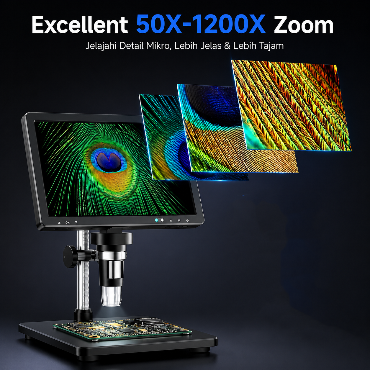 Taffware Mikroskop Digital Monitor 1080P 1200x 10.1 Inch IPS 3000mAh - DM12 Gambar produk Taffware Mikroskop Digital Monitor 1080P 1200x 10.1 Inch IPS 3000mAh - DM12 - 1