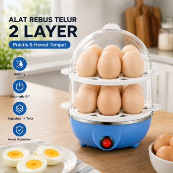 Gambar produk YAPCHE Alat Rebus Telur Listrik Automatic Off Egg Cooker 220V 2 Layer - BN-30