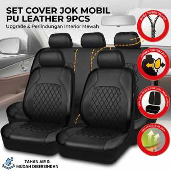 HOTSELE Set Sarung Cover Jok Mobil Universal PU Leather 9PCS - R35