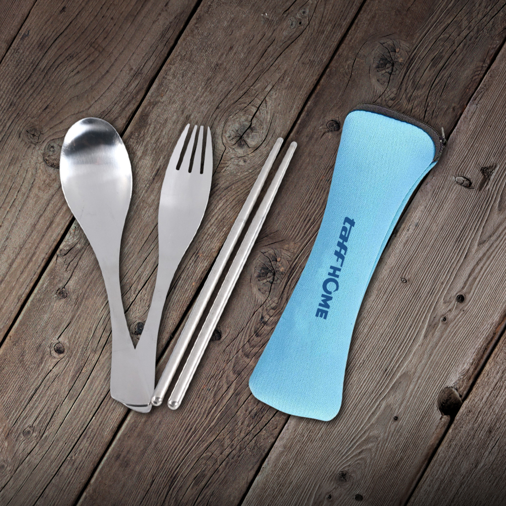 TaffHOME Set Alat Makan Sendok Garpu Sumpit Cutlery with Pouch - CJ0091 Gambar produk TaffHOME Set Alat Makan Sendok Garpu Sumpit Cutlery with Pouch - CJ0091 - 6